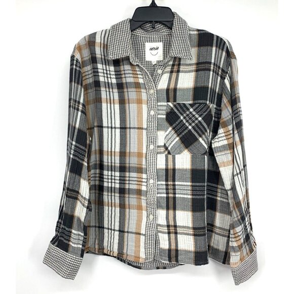 aerie Tops - Aerie Top Plaid Button Down Flannel Pajama Shirt Long Sleeve